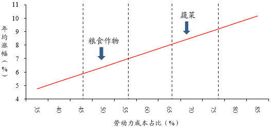 图 24:中国不同劳动力密集农产品的生产者价格潜在涨幅